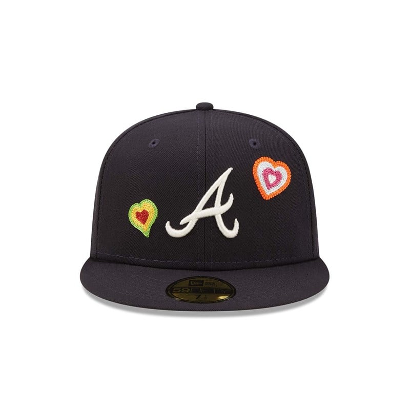 Blue New Era Atlanta Braves Chain Stitch Heart Fitted Cap 59fifty | AHDN64795