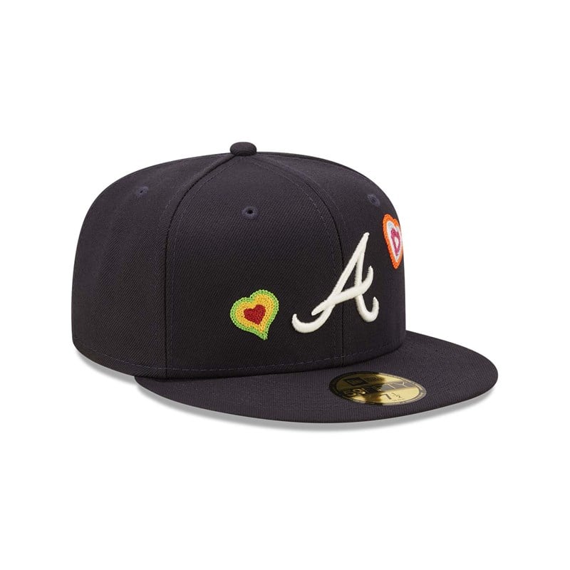 Blue New Era Atlanta Braves Chain Stitch Heart Fitted Cap 59fifty | AHDN64795