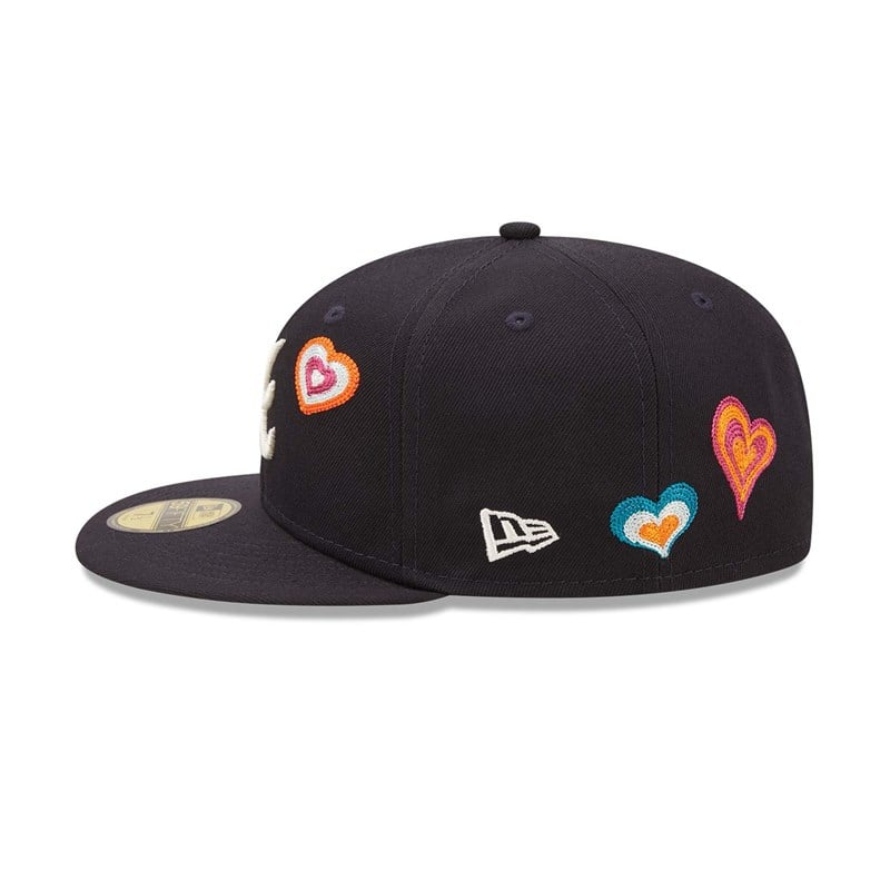 Blue New Era Atlanta Braves Chain Stitch Heart Fitted Cap 59fifty | AHDN64795