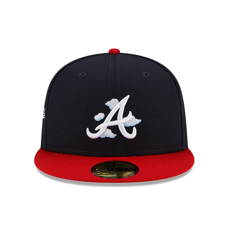 Blue New Era Atlanta Braves Comic Cloud Fitted Cap 59fifty | YHGP09427