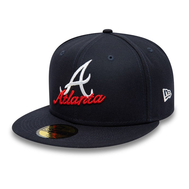 Blue New Era Atlanta Braves Dual Logo Fitted Cap 59fifty | SITY40218