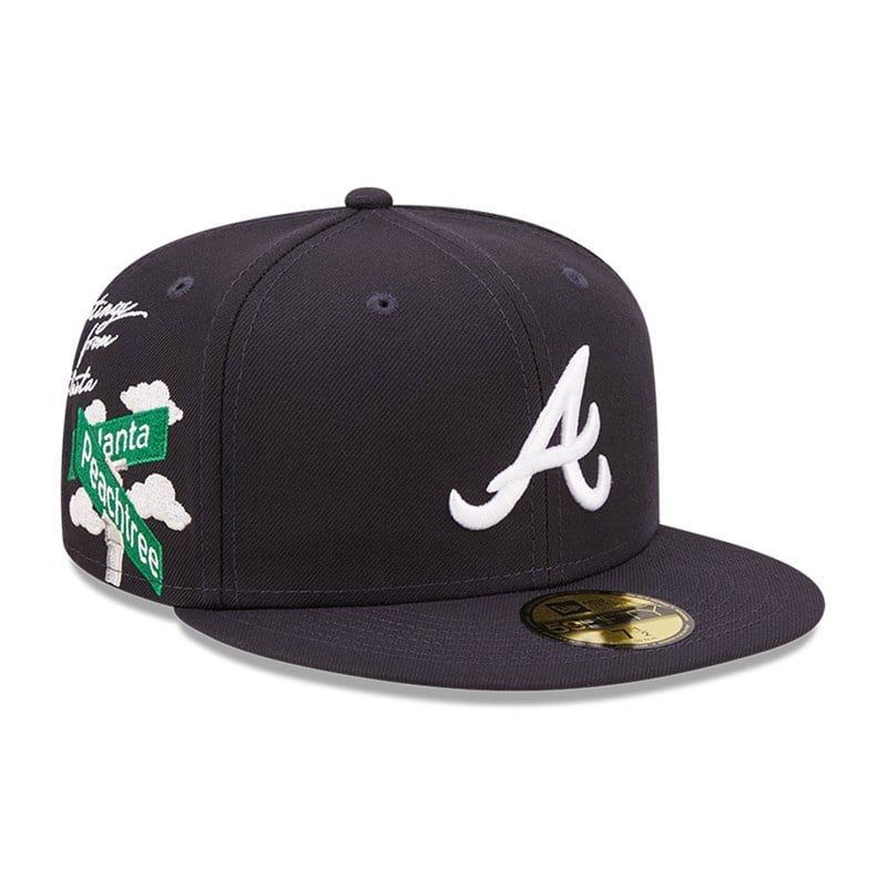 Blue New Era Atlanta Braves MLB Cloud Fitted Cap 59fifty | DNXU79415