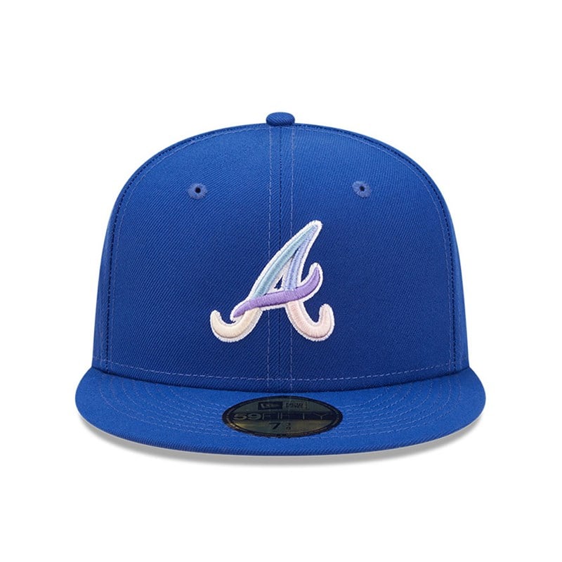 Blue New Era Atlanta Braves MLB Nightbreak Team Fitted Cap 59fifty | RXHE85634