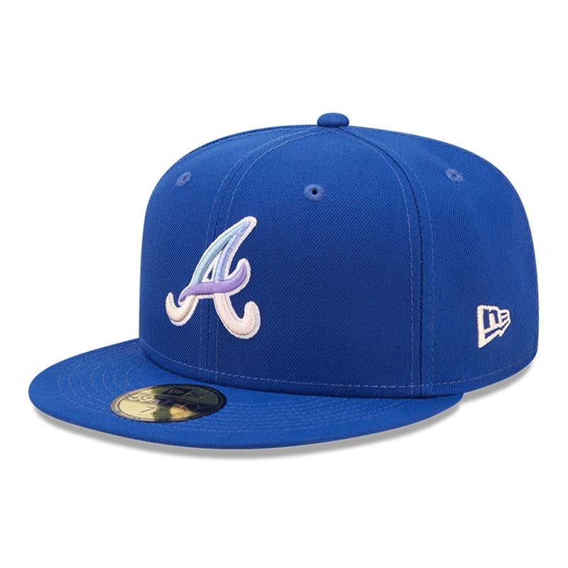 Blue New Era Atlanta Braves MLB Nightbreak Team Fitted Cap 59fifty | RXHE85634