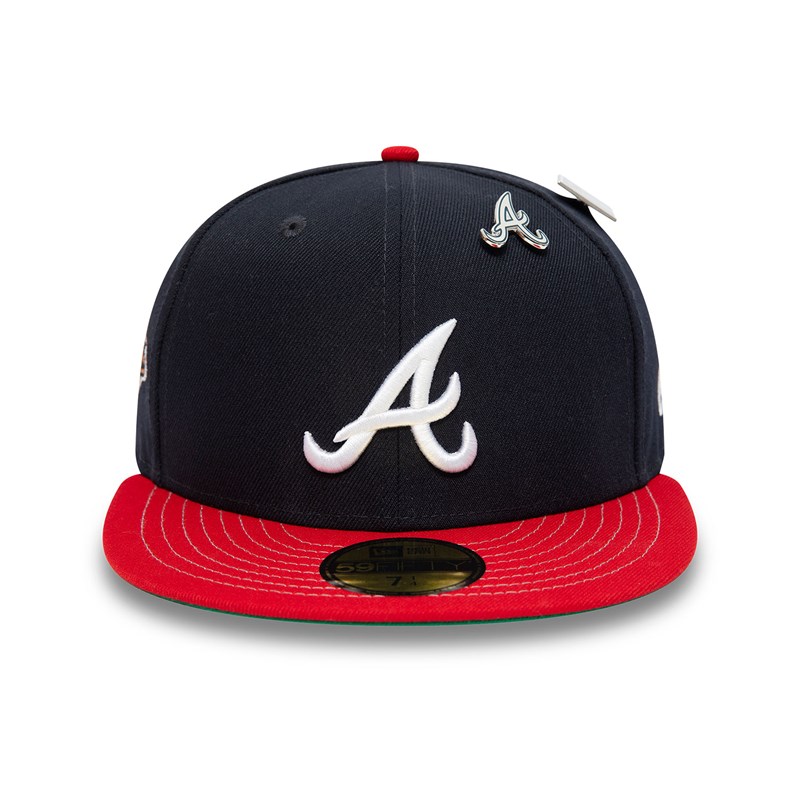 Blue New Era Atlanta Braves MLB Pin Badge Fitted Cap 59fifty | VDAX37891