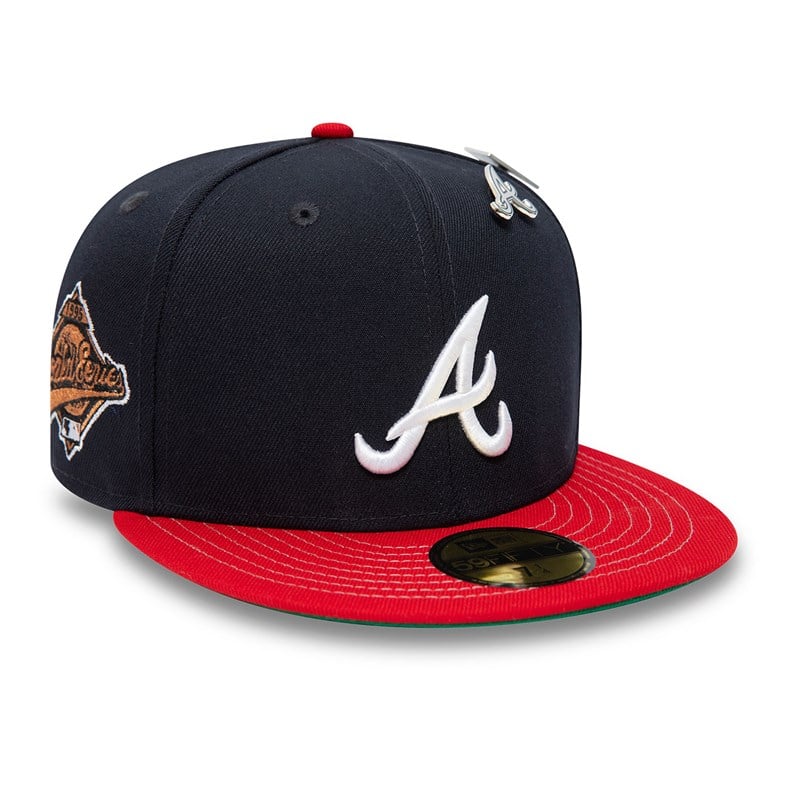 Blue New Era Atlanta Braves MLB Pin Badge Fitted Cap 59fifty | VDAX37891