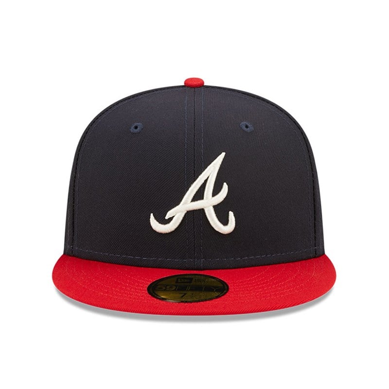 Blue New Era Atlanta Braves MLB Pop Sweat Fitted Cap 59fifty | FKJZ92756