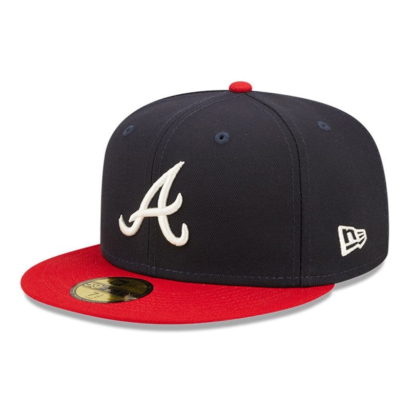 Blue New Era Atlanta Braves MLB Pop Sweat Fitted Cap 59fifty | FKJZ92756