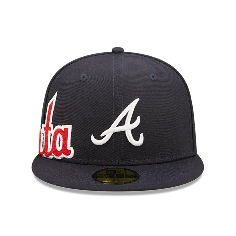 Blue New Era Atlanta Braves MLB Side Split Fitted Cap 59fifty | JIOA56981