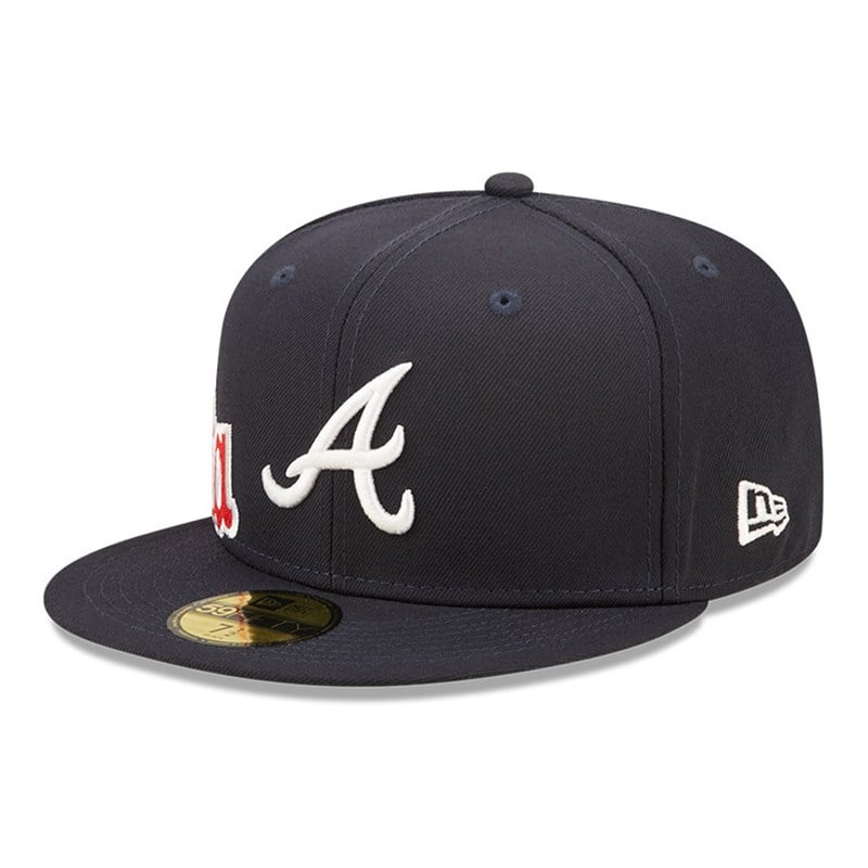 Blue New Era Atlanta Braves MLB Side Split Fitted Cap 59fifty | JIOA56981