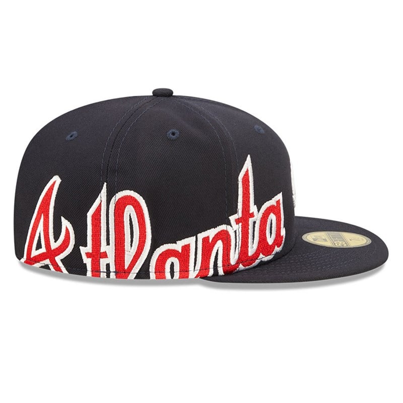 Blue New Era Atlanta Braves MLB Side Split Fitted Cap 59fifty | JIOA56981