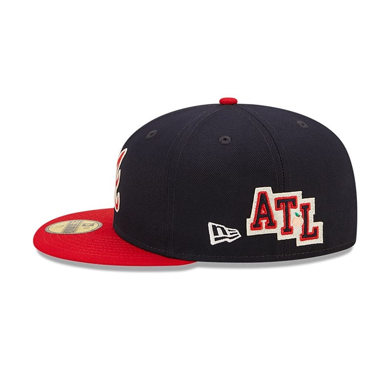 Blue New Era Atlanta Braves Ne Letterman Fitted Cap 59fifty | JEWZ64058