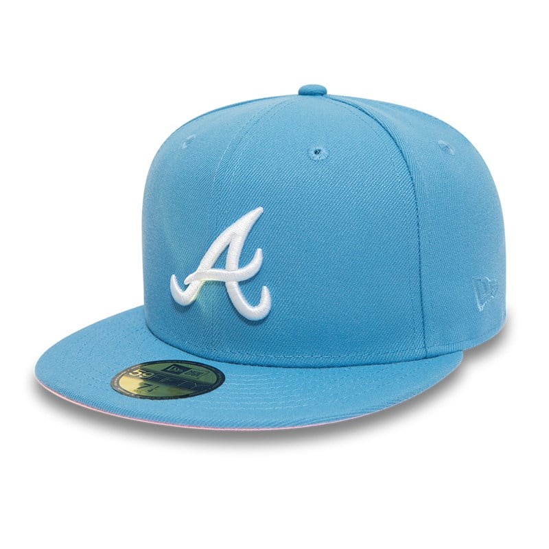 Blue New Era Atlanta Braves Pastel Fitted Cap 59fifty | IUHY14507