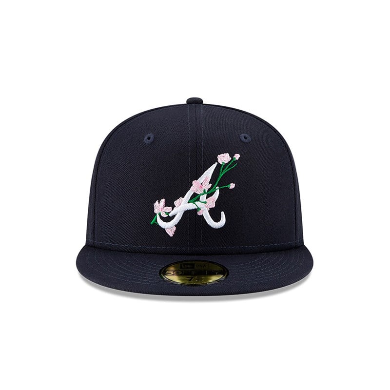 Blue New Era Atlanta Braves Side Patch Bloom Fitted Cap 59fifty | VELM20395