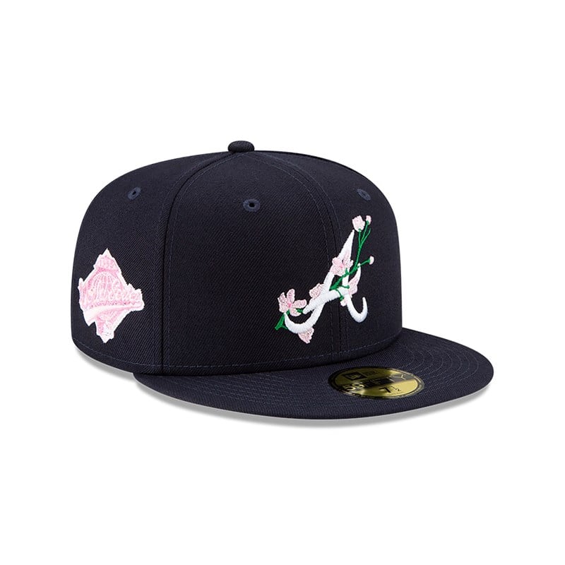 Blue New Era Atlanta Braves Side Patch Bloom Fitted Cap 59fifty | VELM20395