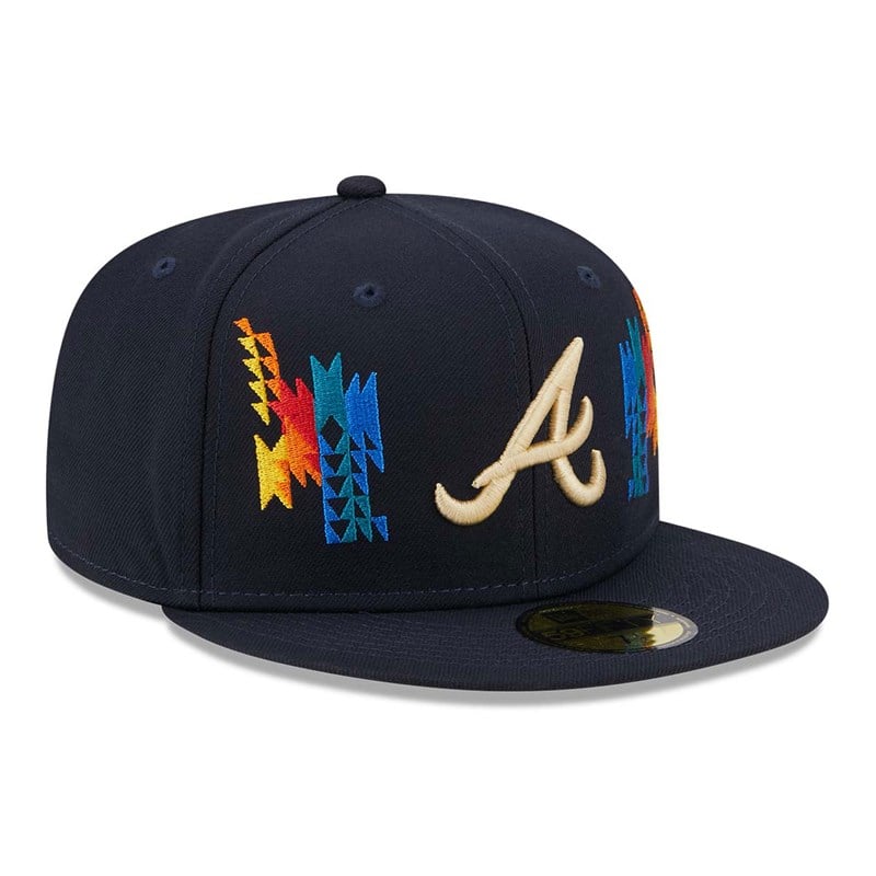 Blue New Era Atlanta Braves Southwestern Fitted Cap 59fifty | RCQT15648