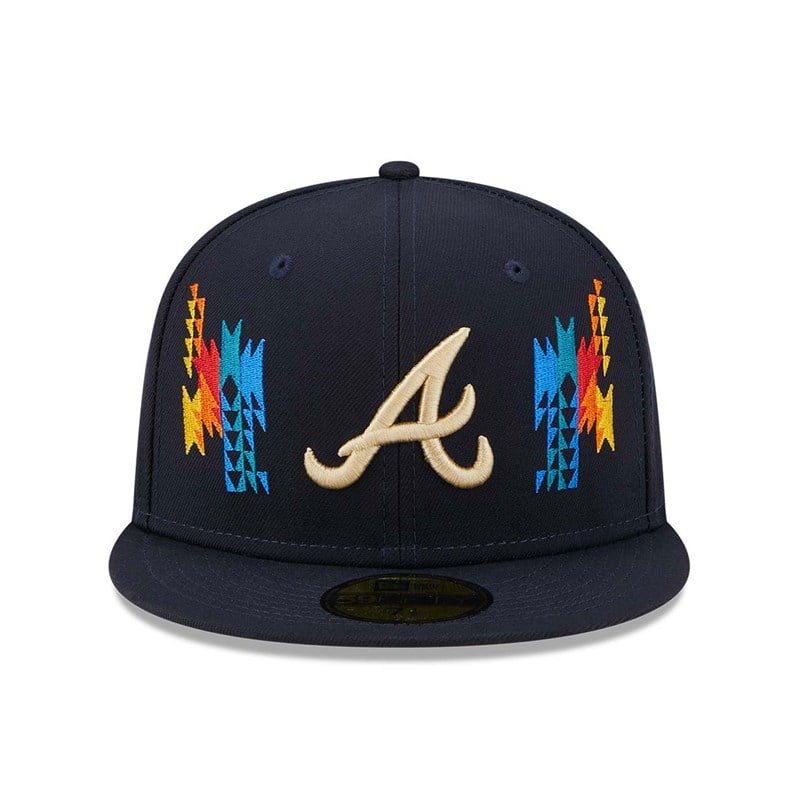 Blue New Era Atlanta Braves Southwestern Fitted Cap 59fifty | RCQT15648