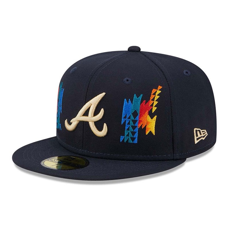 Blue New Era Atlanta Braves Southwestern Fitted Cap 59fifty | RCQT15648