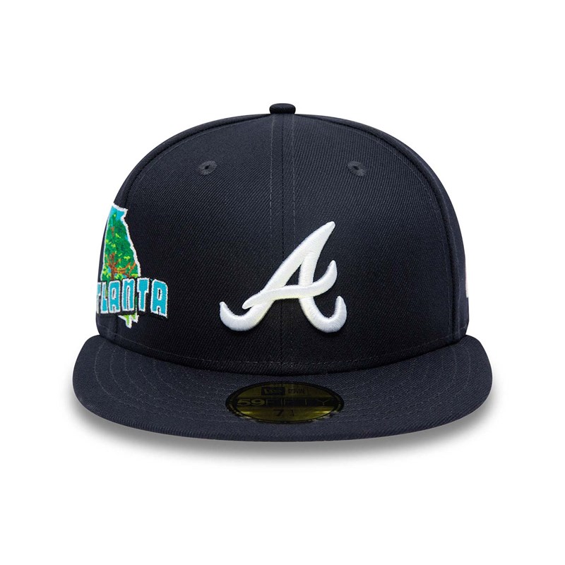 Blue New Era Atlanta Braves Stateview Fitted Cap 59fifty | YDUL72531