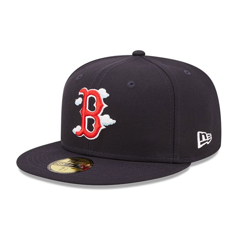 Blue New Era Boston Sox Comic Cloud Fitted Cap 59fifty | AFYT45162