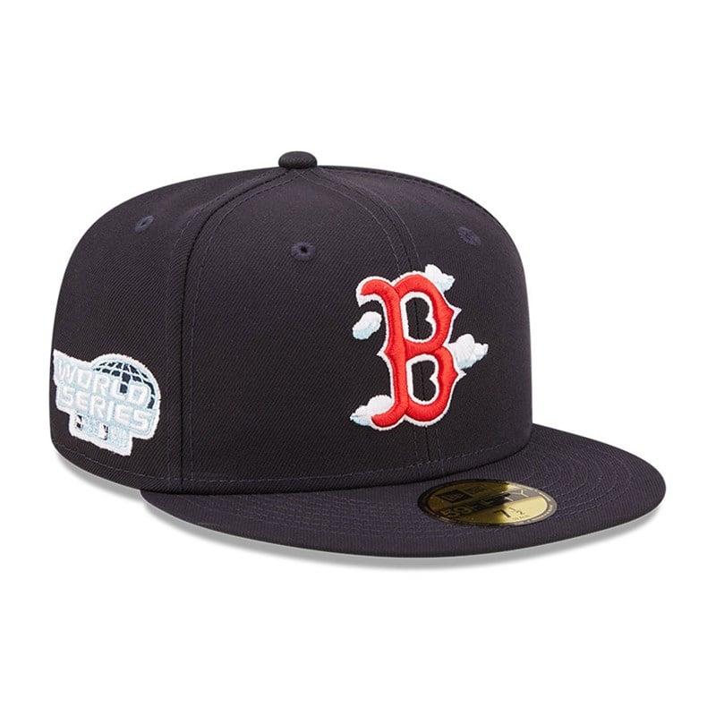 Blue New Era Boston Sox Comic Cloud Fitted Cap 59fifty | AFYT45162