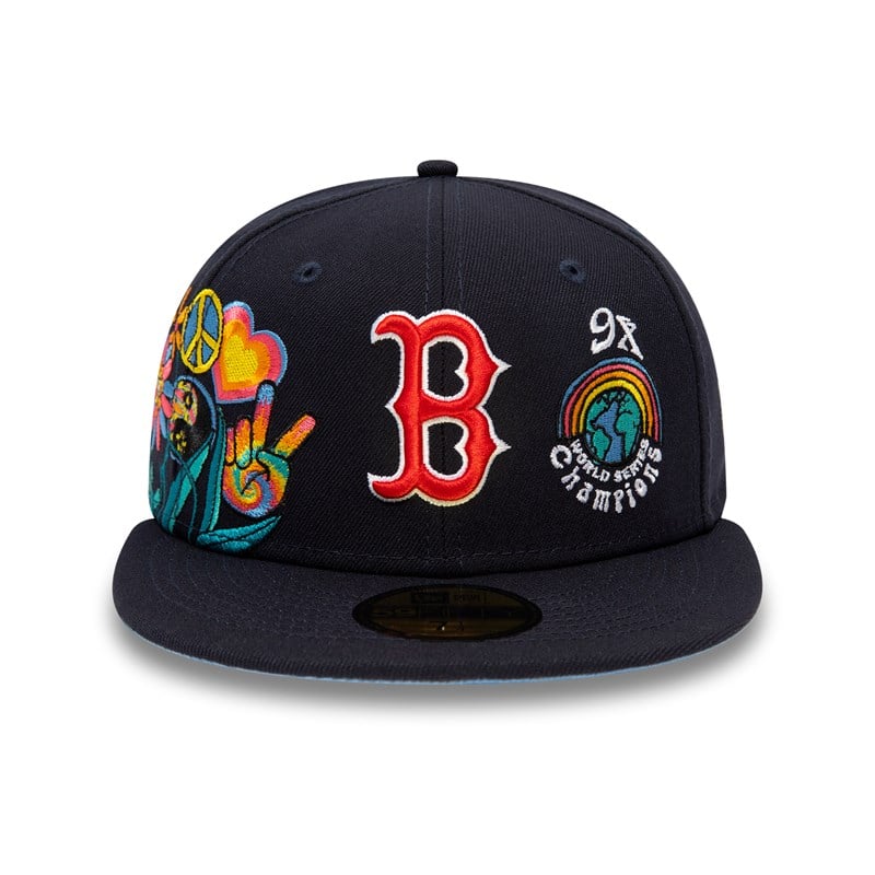 Blue New Era Boston Sox Groovy Fitted Cap 59fifty | YBON74312