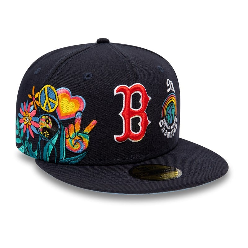 Blue New Era Boston Sox Groovy Fitted Cap 59fifty | YBON74312