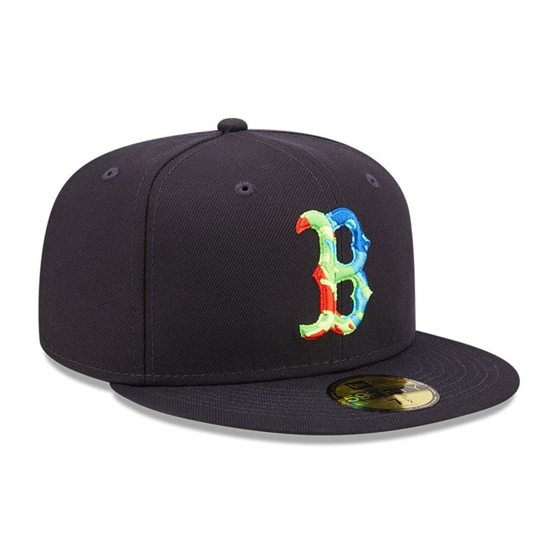 Blue New Era Boston Sox Infrared Fitted Cap 59fifty | IZXY98201