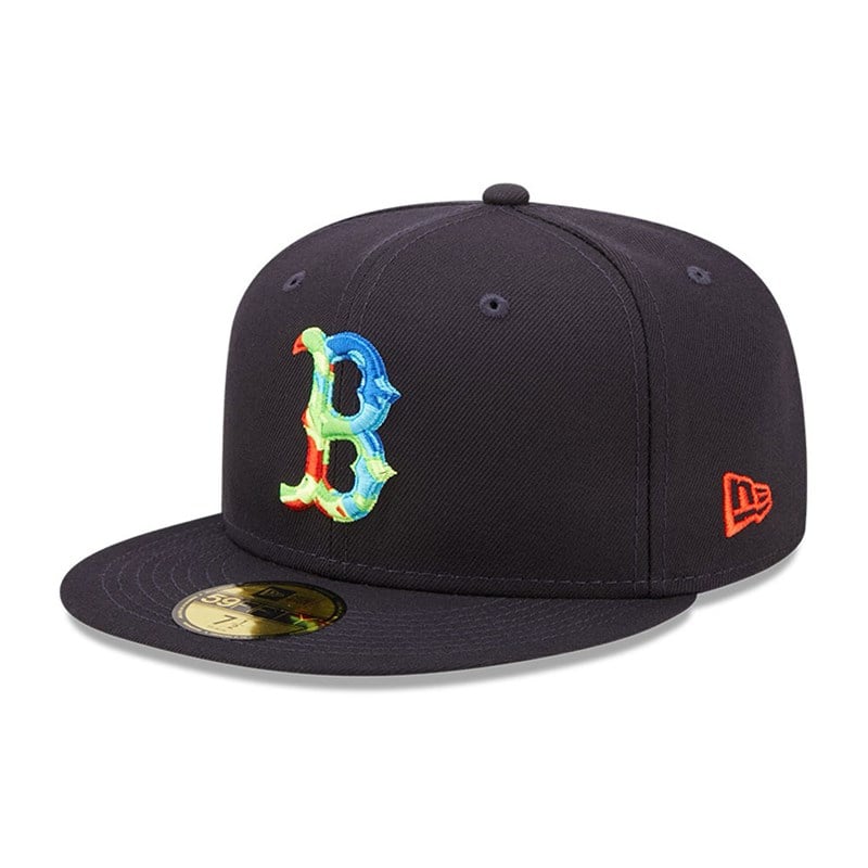 Blue New Era Boston Sox Infrared Fitted Cap 59fifty | IZXY98201