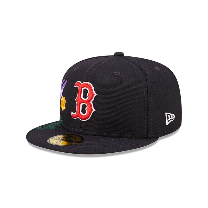 Blue New Era Boston Sox MLB Blooming Fitted Cap 59fifty | PEZH96724