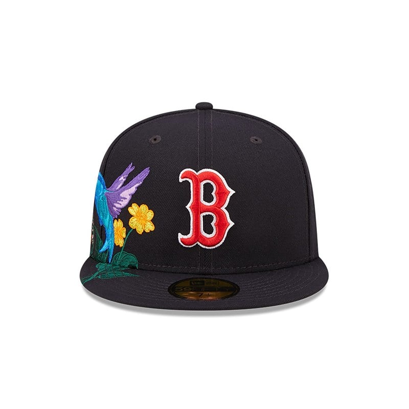 Blue New Era Boston Sox MLB Blooming Fitted Cap 59fifty | PEZH96724