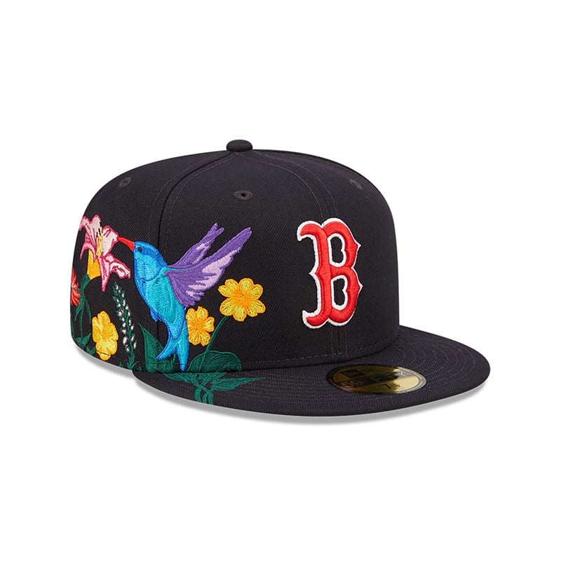 Blue New Era Boston Sox MLB Blooming Fitted Cap 59fifty | PEZH96724