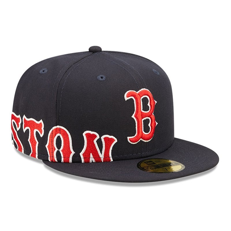 Blue New Era Boston Sox MLB Side Split Fitted Cap 59fifty | CIFO25697