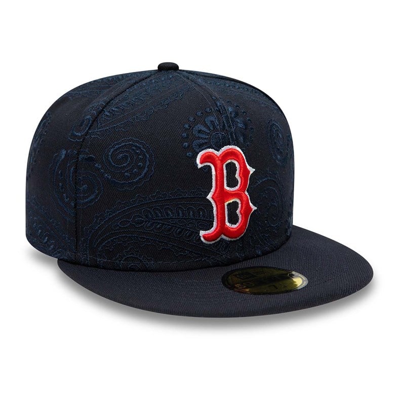 Blue New Era Boston Sox MLB Swirl Fitted Cap 59fifty | BPVY84602