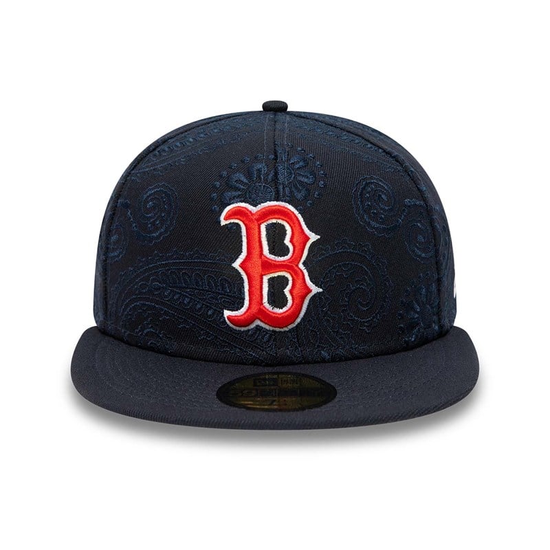 Blue New Era Boston Sox MLB Swirl Fitted Cap 59fifty | BPVY84602