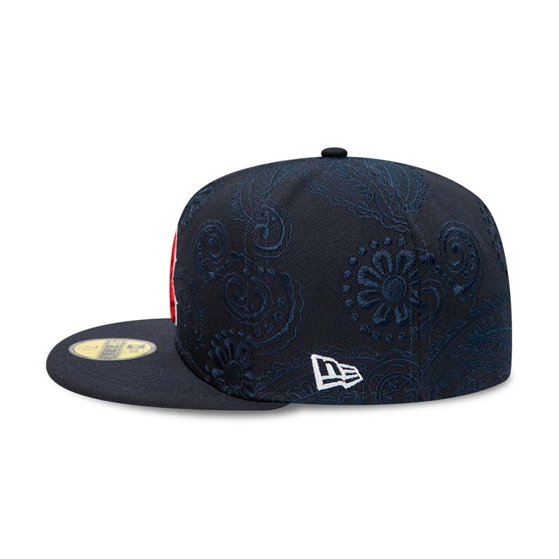 Blue New Era Boston Sox MLB Swirl Fitted Cap 59fifty | BPVY84602