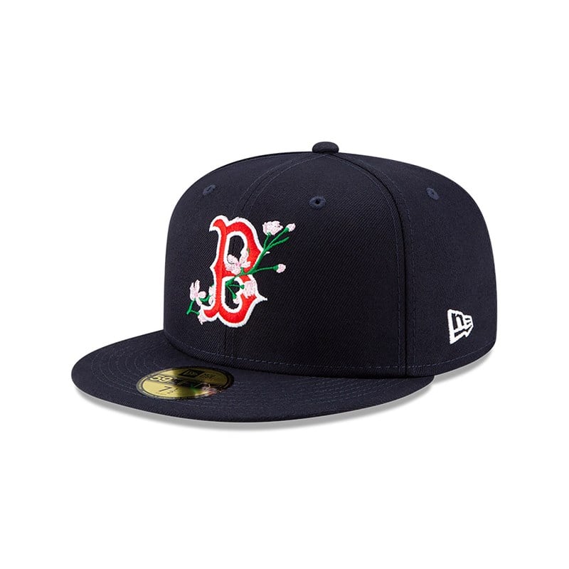 Blue New Era Boston Sox Side Patch Bloom Fitted Cap 59fifty | HVUO51782