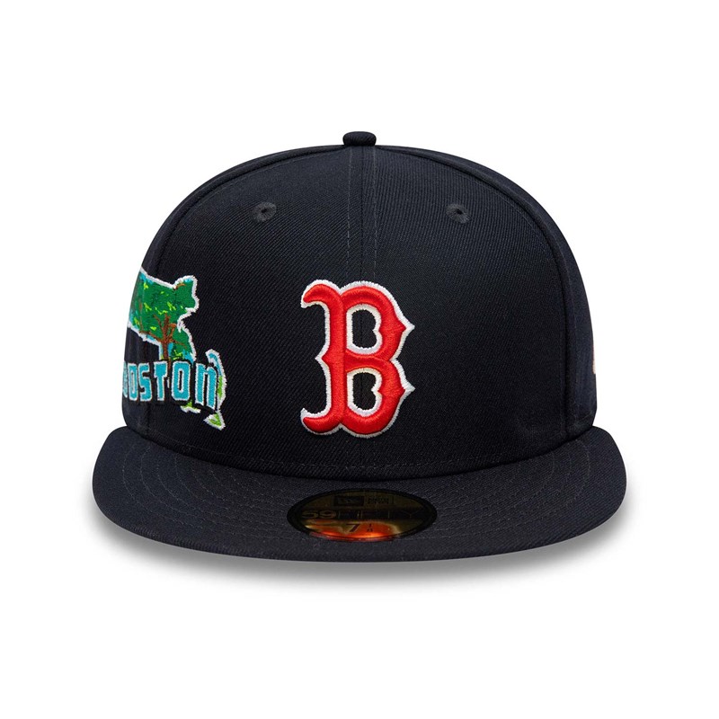 Blue New Era Boston Sox Stateview Fitted Cap 59fifty | CUHJ59480