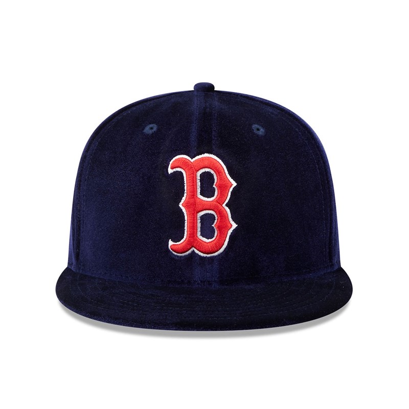 Blue New Era Boston Sox Velvet Fitted Cap 59fifty | TSFV98546