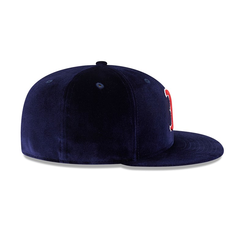 Blue New Era Boston Sox Velvet Fitted Cap 59fifty | TSFV98546