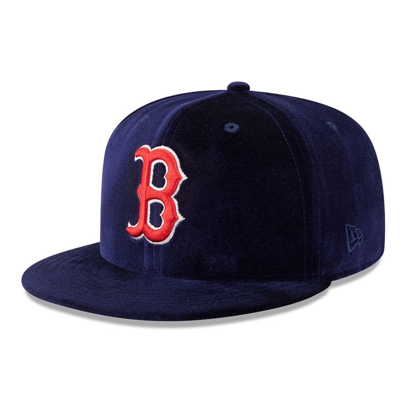 Blue New Era Boston Sox Velvet Fitted Cap 59fifty | TSFV98546