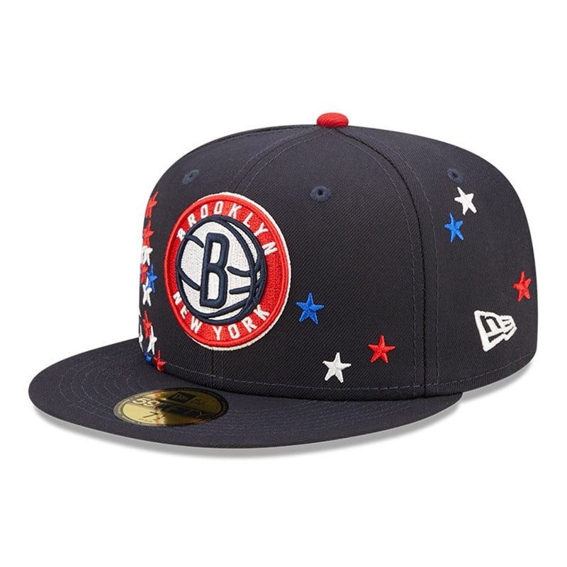 Blue New Era Brooklyn Nets NBA Americana Fitted Cap 59fifty | YIAE79182