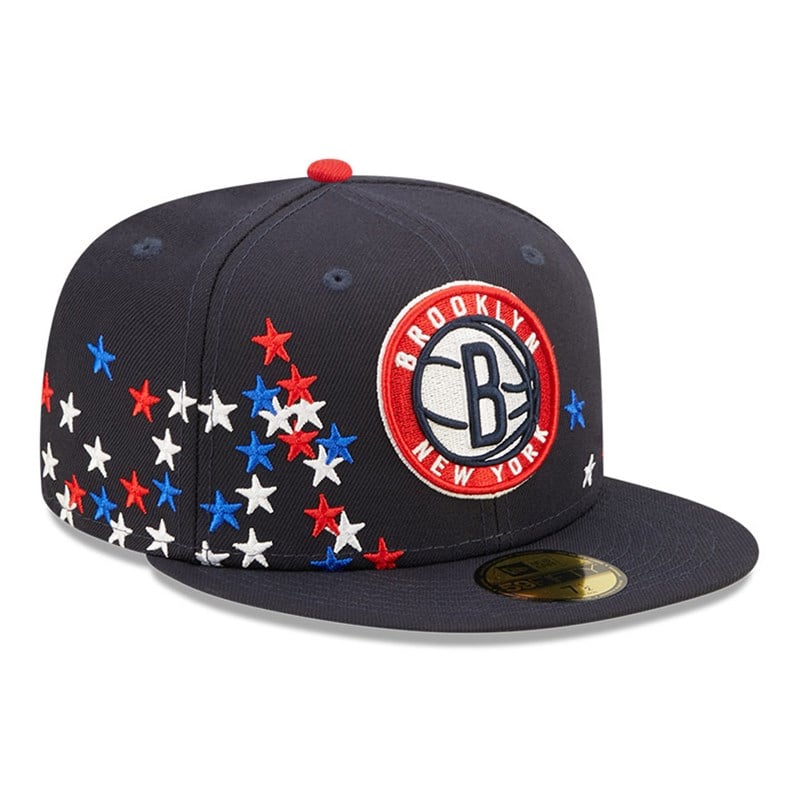 Blue New Era Brooklyn Nets NBA Americana Fitted Cap 59fifty | YIAE79182