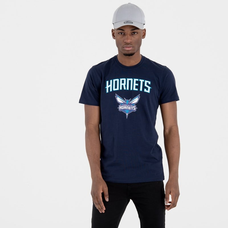 Blue New Era Charlotte Hornets Team Logo T-Shirt | BREO84219