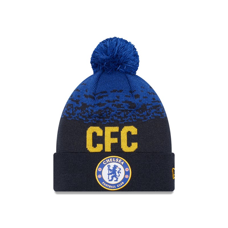 Blue New Era Chelsea Fc Marble Wordmark Cuff Beanie Hat Knit | DFJQ90135