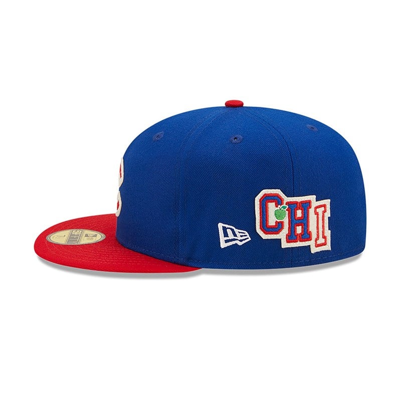 Blue New Era Chicago Cubs Ne Letterman Fitted Cap 59fifty | KWAX25360