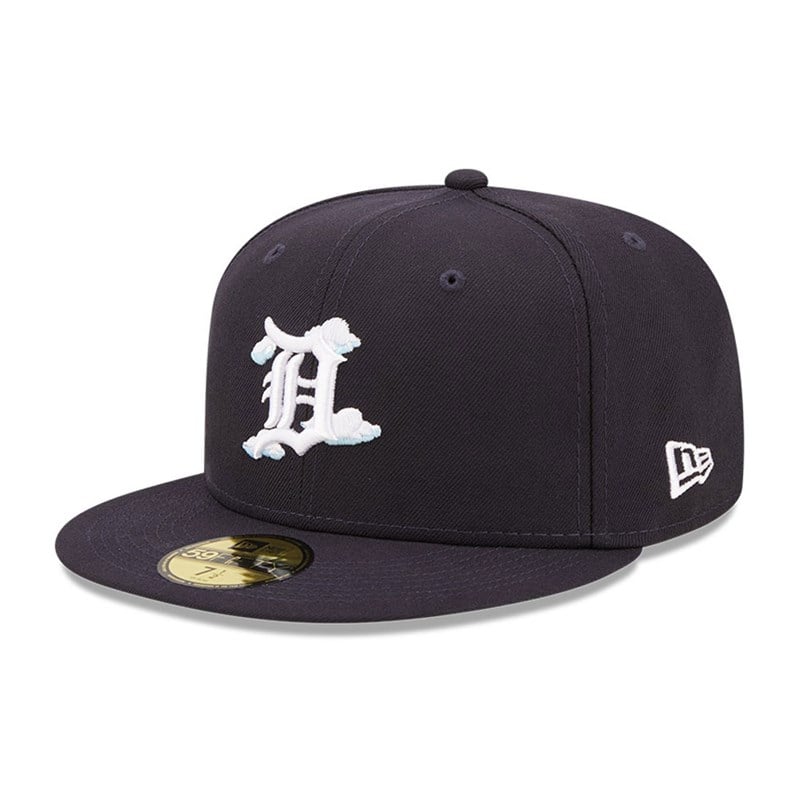 Blue New Era Detroit Tigers Comic Cloud Fitted Cap 59fifty | ZFTJ73580