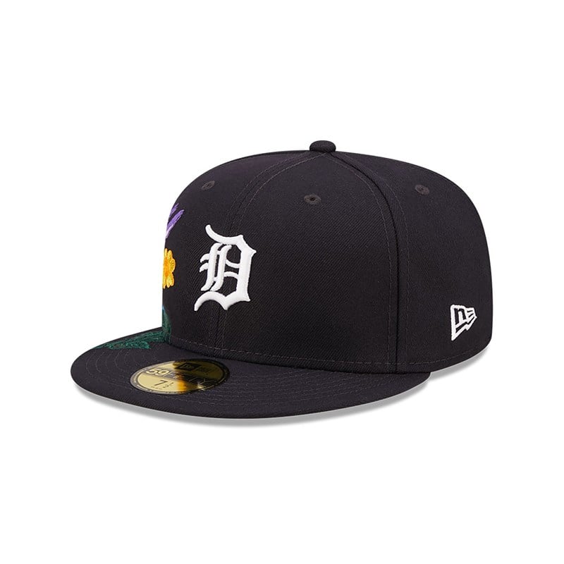 Blue New Era Detroit Tigers MLB Blooming Fitted Cap 59fifty | YPOS51046