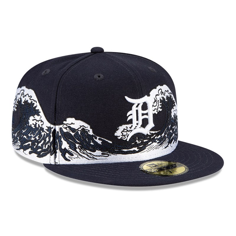 Blue New Era Detroit Tigers MLB Wave Fitted Cap 59fifty | RUHX94238