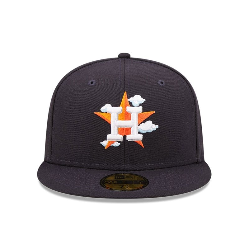 Blue New Era Houston Astros Comic Cloud Fitted Cap 59fifty | TFEN19603